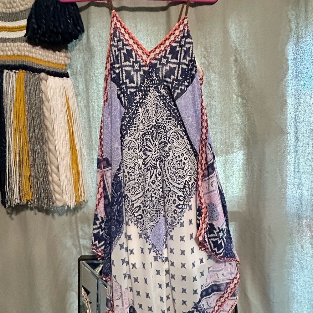 Jolt Blue and White Patterned Dress